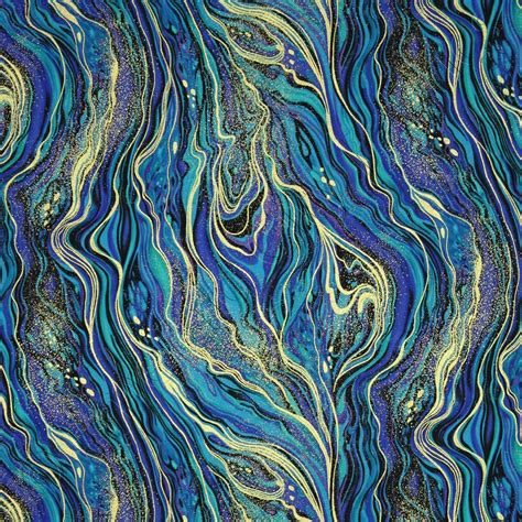 timeless treasures palazzo metallic abstract marbling peacock fabric|Abstract Marbling .